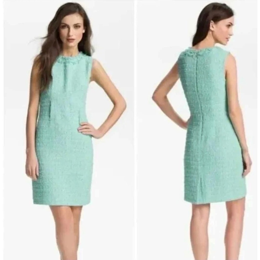 Kate Spade All Wrapped Up Terri Dress Tweed Shift Women's 12 Mint Cream NJMU2277